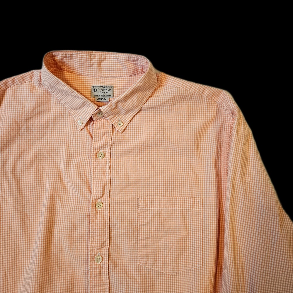 J. Crew Large Orange Check Gingham Button-Up Shirt